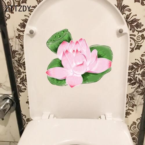 ZTTZDY 20.6*18CM Pink Lotus Creative Living Room Wall Decal Fashion WC Toilet Seat Stickers T2-0093