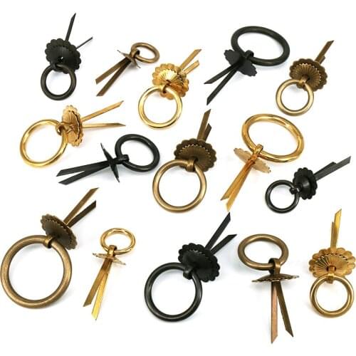 1x Antique Furniture Ring Knob Brass Drawer Handle Kitchen Cabinets Wardrobe Vintage Style Pull Ring