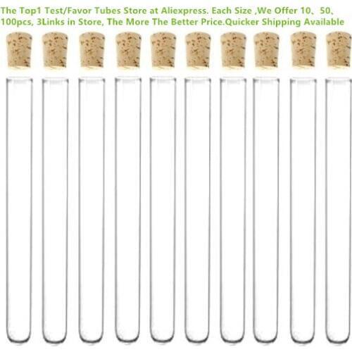 10pcs 35x150 mm Plastic Test Tube With Cork 6-inch 100ml Clear Like Glass, High Quality Autoclavable ,All Size in Store