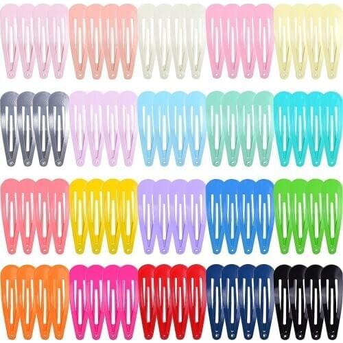 100pcs Girls Snap Hair Clips For Children Baby Hair Accessories Women Hairpins Barrettes Clip Pins BB Solid Color Metal Hairgrip