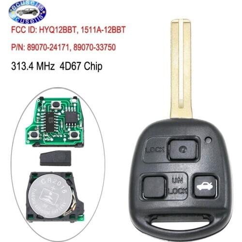 3 Buttons Remote Car Key Fob for Lexus ES330 LS430 SC430 313.4mhz 4D67 Chip FCCID :HYQ12BBT ,1511A-12BBT