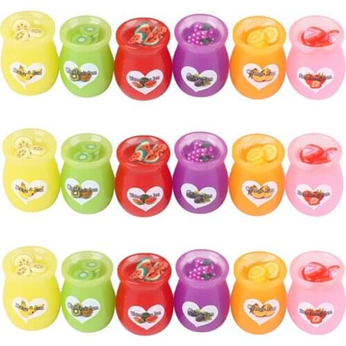 6pcs/set Cute Simulation Food Fruit Jam Bottle Play Mini Food For Dollhouse Kitchen Toys Dollhouse Miniature