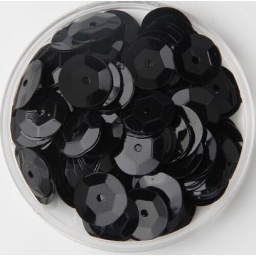 750pcs Large Round Sequins 10mm PVC Sequin Cup Round Sequins Artesanatos Acessorios Black Confetti