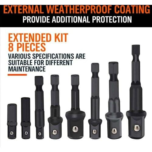 8 Pack Hex Shank Drill Socket Adapter Reducer Nut Driver Impact for Machinist