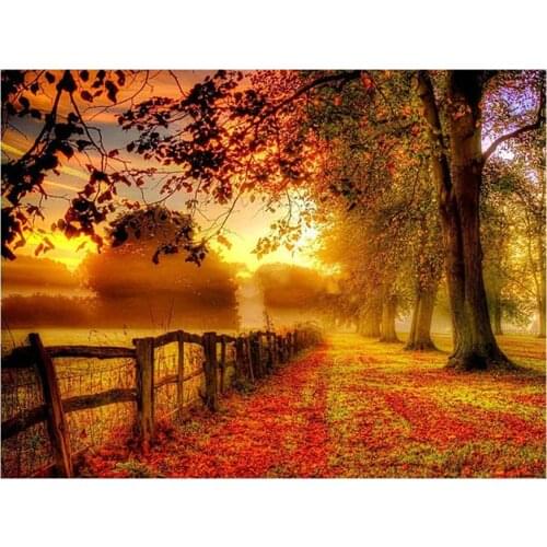 Full Square round Drill 5D DIY Diamond Painting Autumn forest landscape Embroidery Beads Cross Stitch Mosaic Home Decor L265