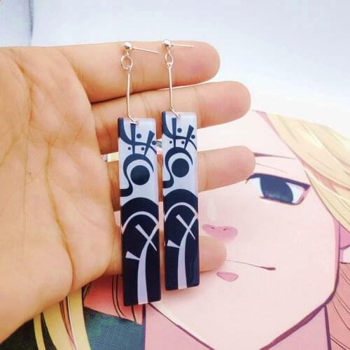 Anime Tokyo Revengers Acrylic Drop Earrings Black White Metal Tattoo Stamping Earrings for Women Pendant Accessories