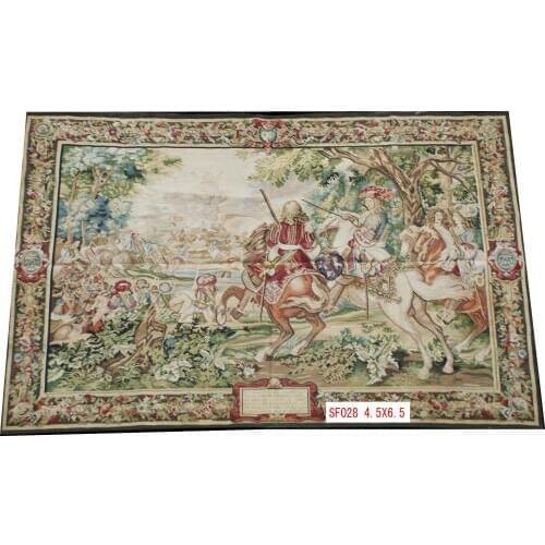 Antique French Wool 19th Century Aubusson Tapestry Runner French Tapestry Wool Knitting
