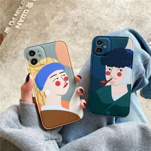 Funny Art Painting Case for iPhone 12 Pro Max Back Phone Cover for 12 Mini 11 Pro Max X XS XR 8 7 Plus SE 2020 Capa
