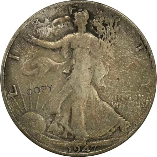 D 1947 United States Walking Liberty Half Dollar Cupronickel Plated Silver Collectibles Copy Coins