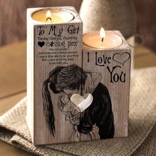 Heart-shaped Wooden Candlestick Shelf Valentines Day Decoration To my girl Valentine Gift Home Decor Candle Holders stands