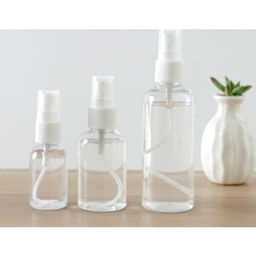 30/50/100ml Plastic Transparent Empty Spray Pump Bottle For Make Up And Skin Care Refillable Random Color Travel Storage Use