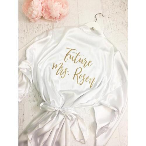 Personalize wedding Bridesmaid Future Mrs bride to be satin pajamas robes kiminos Dressing Gown gifts party decorations