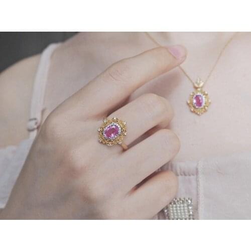 JL515 Fine Jewelry Solid 18K White Gold Nature Pink Sapphire 0.8ct Rings for Women Fine Jewelry Presents