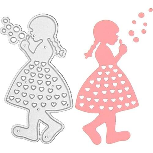Julyarts Girl Blowing Bubbles Scrapbooking Dies Metal Album For Crafts Metal Stitches Cutting Dies Stencils