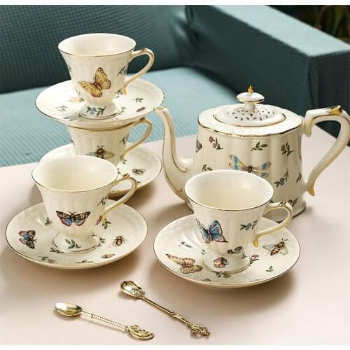 Ceramic Teapot English Scented Tea Water Ware Coffee Cup and Saucer Retro Coffee Pot Home Bar Decoration Drinkware Drink Cup