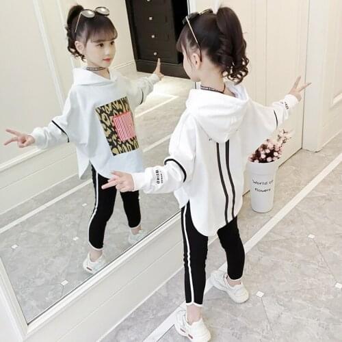 Girls Autumn Spring Striped Clothing Set 2pcs Long Sleeve Cotton Hooded Tops +Pants Tracksuit Boutique Childrens Clothes Outfit