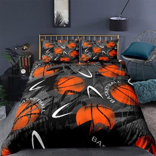 Fashion Basketball Football Printed Bedding Set Quilt Cover And Pillowcase Boys Child Game Soft Bed Sets Cartoon Kid Duvet Cover