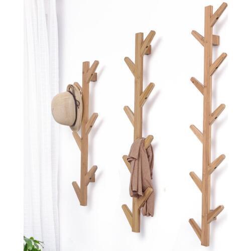 Creative Tree Hanging Rack Bamboo Wall Mounted Hanger Hall Entrance Decoration Hat Coat Rack Wall Deco