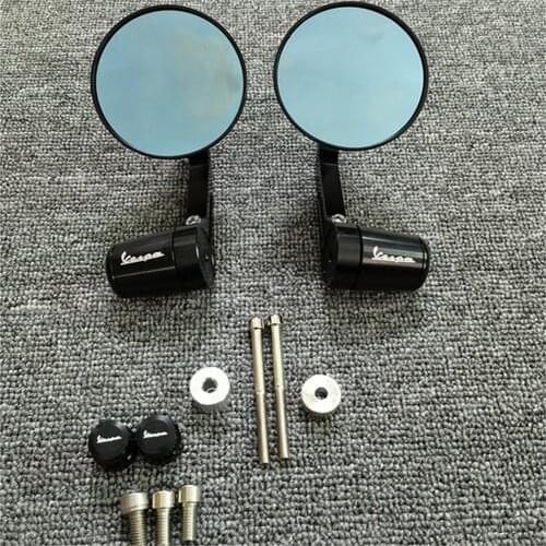Motorcycle CNC Round Handlebar Bar End Rear View Mirrors Balance Slider Grip Plug For Vespa GTS Sprint Primavera 150 300 125 250
