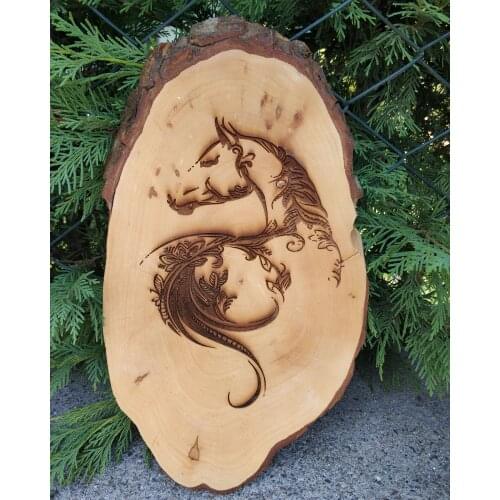 Natural Tree Laser On Burning Horse Drawing