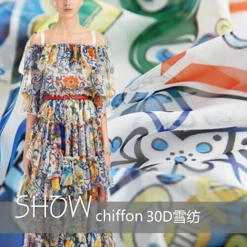 New flower-type polyester chiffon floral printing and dyeing wholesale market digital printing fashion fabrics off-the-shelf