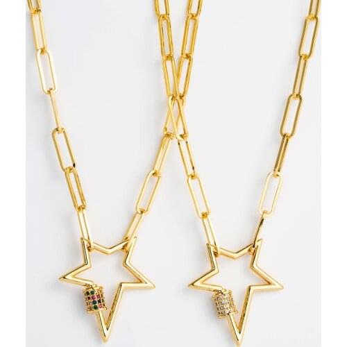 2020 New fashion copper metal star and heart pendant necklace charming choker