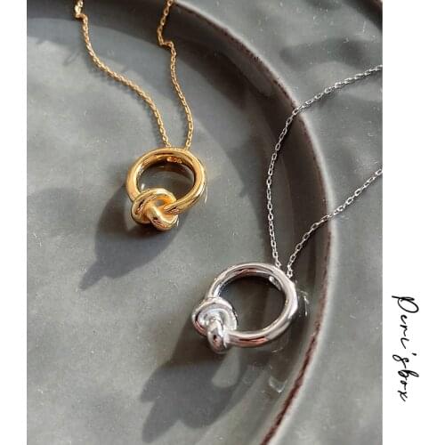 Perisbox Round Knotted Necklaces Circle Twisted Necklaces for Women Minimalist 925 Sterling Silver Necklace 2020 Hot