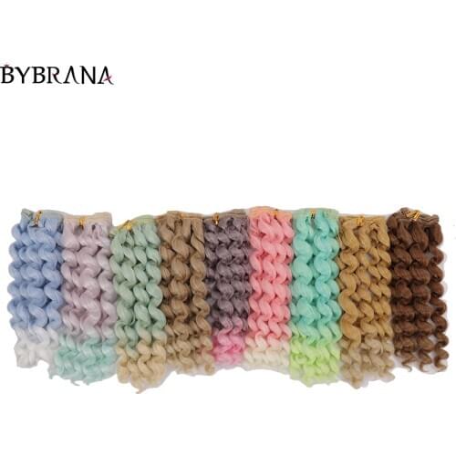 Bybrana Long Curly Heat Resistant Gradient Color 20cm*100cm BJD Doll Wigs