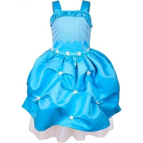 Girls Cosplay Dress 2020 New Style Children Blue Sleeveless Princess Party Dress Wedding Dress For Birthday Clothes
