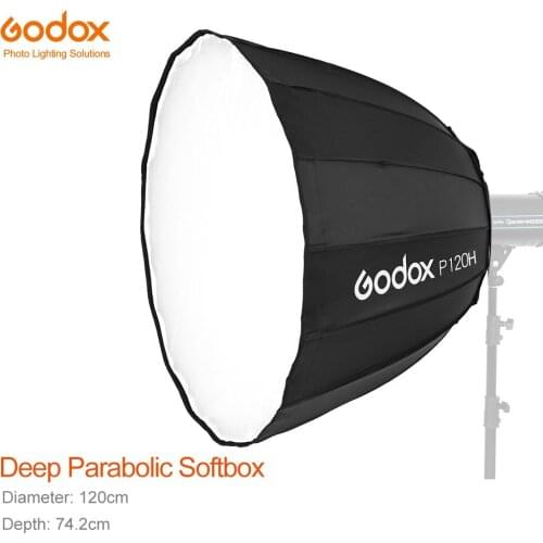 Godox Portable P120H 120CM Metal Material Deep Parabolic Softbox Bowens Mount Studio Flash Speedlite Reflector