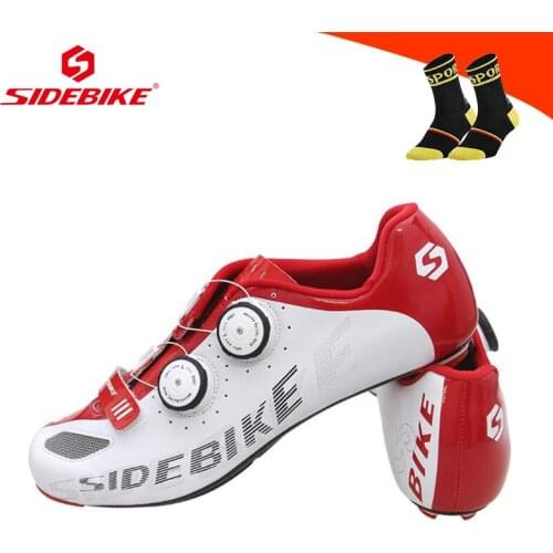 SIDEBIKE Professional Carbon Fiber Road Bike Cycling Shoes Men Women Ultra-light Self-locking Breathable Racing Bicycle Sneakers