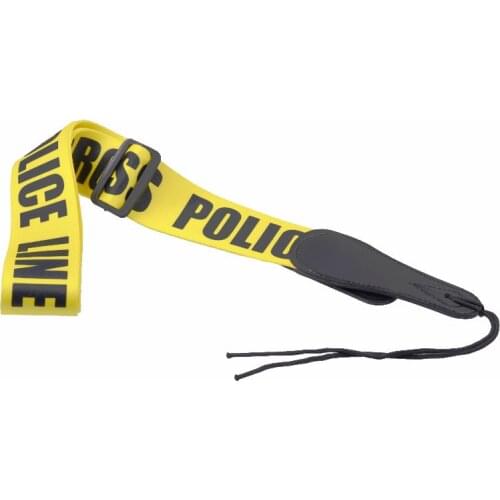 Acoustic Electric Guitar Strap Woven Cloth Leather End Police Line Do Not Cross Width 5cm ,Length 92-154cm Yellow Black