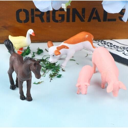 Cute DIY Animal Farmland Worker Pig Horse Cow Duck Model figurine Goat home decor miniature fairy garden decoration accessories