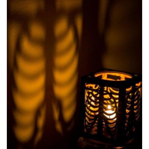 Halloween Decoration Wooden Realistic Skeleton Head Shadow Lamp Shade For Led Night Light Living Room Bedroom Decoration Props