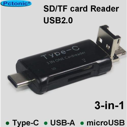 PCTONIC type-C TF Card Reader multifunction SD card reader combo micro-SD for smart phone and PC