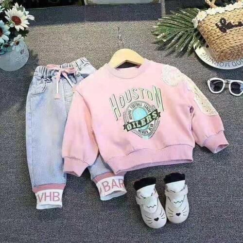 Girls Spring New Suit Fashion 2021 Korean Children Girls Fashionable Sweater Two-Piece Suit