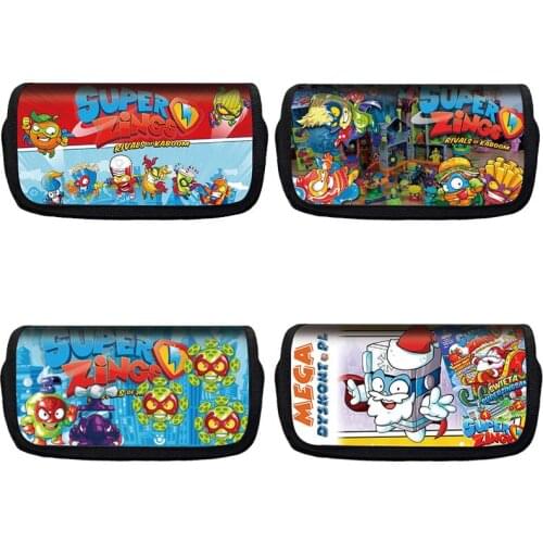 Japanese Anime Boys Girls Super Zings Pencil Bag Children Cartoon Pattern Makeup Bags Portable Teenagers Stationery Pencil Case