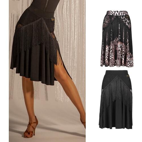 Latin Dance Skirt Ladies Sexy Split Fringed Skirts Tango Salsa Cha Cha Rumba Samba Clothes Practice Performance Wear DNV14849