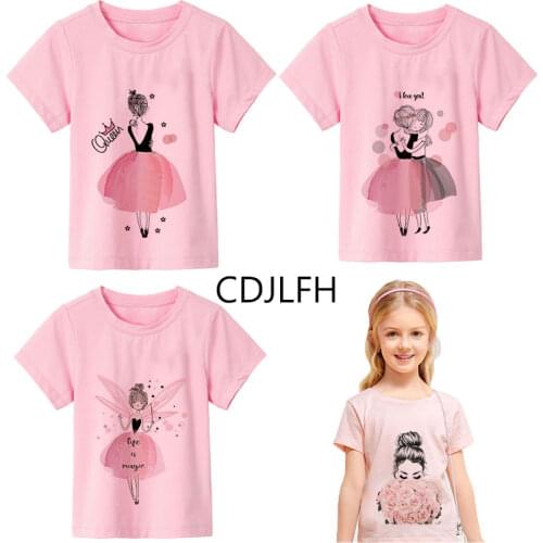 Plant Bear Ballerina Queen Funny Kawaii Girls Clothes Streetwear Boys Shirts Baby Girl Tops Cartoon Casual Kids T-shirt Fashion