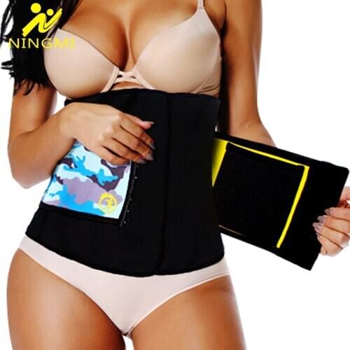 NINGMI Slim Waist Trainer Women Neoprene Body Shapers Weight Loss Belt Slimming Corset Strap with Phone Pocket Cincher Shapewear