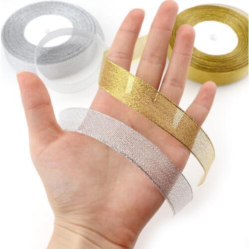 1 Roll of 25 Yards Metal Luster Wedding Party Bar Home Decoration DIY Craft Ribbon Gift Packaging