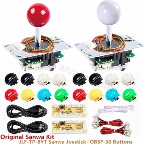 2Player Sanwa original kit Arcade Video Games Kit DIY Bundle for PC JLF-8YT sanwa Joystick OBSF-30 Push Button For Arcade Mame