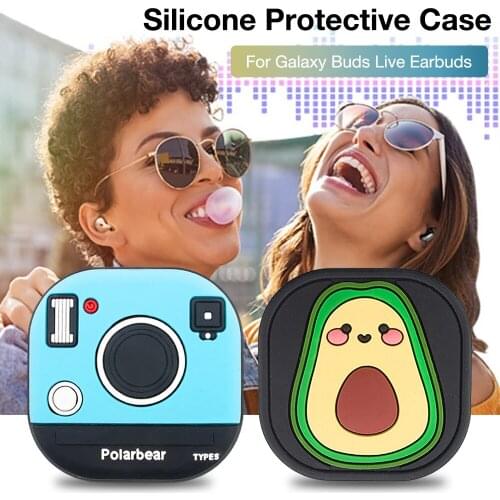 3D Cartoon Soft Silicone Case Dust-proof Shockproof Protective Cover With Carabiner For Galaxy Buds Live Earbuds