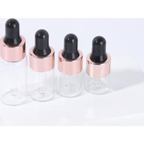 50pc/set Dropper Bottle 1ml 2ml 3ml 5ml Reagent Eye Dropper Amber Glass Aromatherapy Liquid Pipette Tude Refillable Bottles