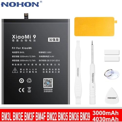 NOHON Battery For Xiaomi Mi 9 8 Pro CC9 CC9E 5 6 4C 5S Mi9 Mi8 Pro Mi5 Mi6 Mi4C Mi5S BM3L BM3E BM3F BM4F BM22 BM35 BM36 Bateria