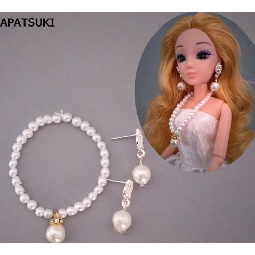 1/6 Doll Accessories Imitation Pearl Jewelry Necklace For Barbie Doll Fashion Decoration Earring For 1:6 BJD Dolls Baby Doll Toy