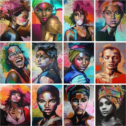 Huacan Diy Diamond Painting Embroidery Woman Color Wall Decor Diamond Mosaic Portrait Cross Stitch Diamond Art