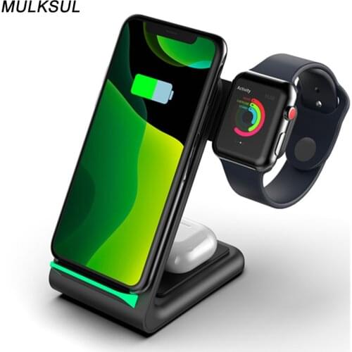 2021 Wireless Charger for iPhone 12 11 pro XS XR 8 Fast Wireless Charging Station for Apple Watch 3 in 1 10W Fast Charging