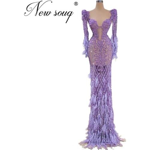 Princess Shiny Beaded Formal Gown Saudi Arabic See Through Evening Dresses 2020 Custom Crystal Long Celebrity Prom Dress Dubai