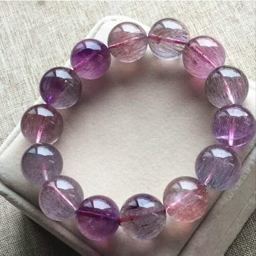 Quartz Bracelet Amethyst Bracelet female strawberry crystal bracelet super seven round color crystal bracelets backbone